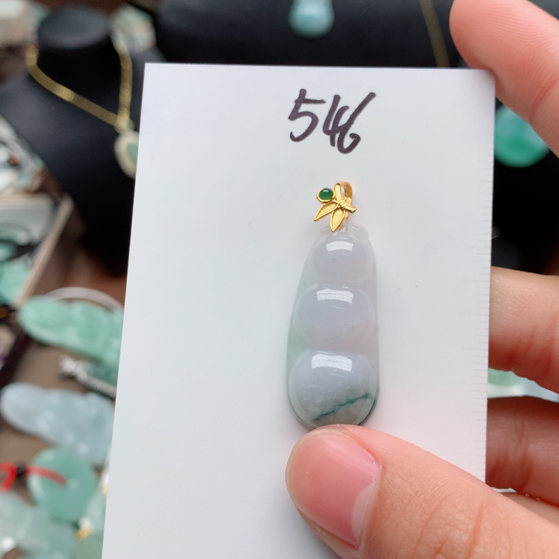 翡翠颈饰银S925镀金镶嵌吊坠