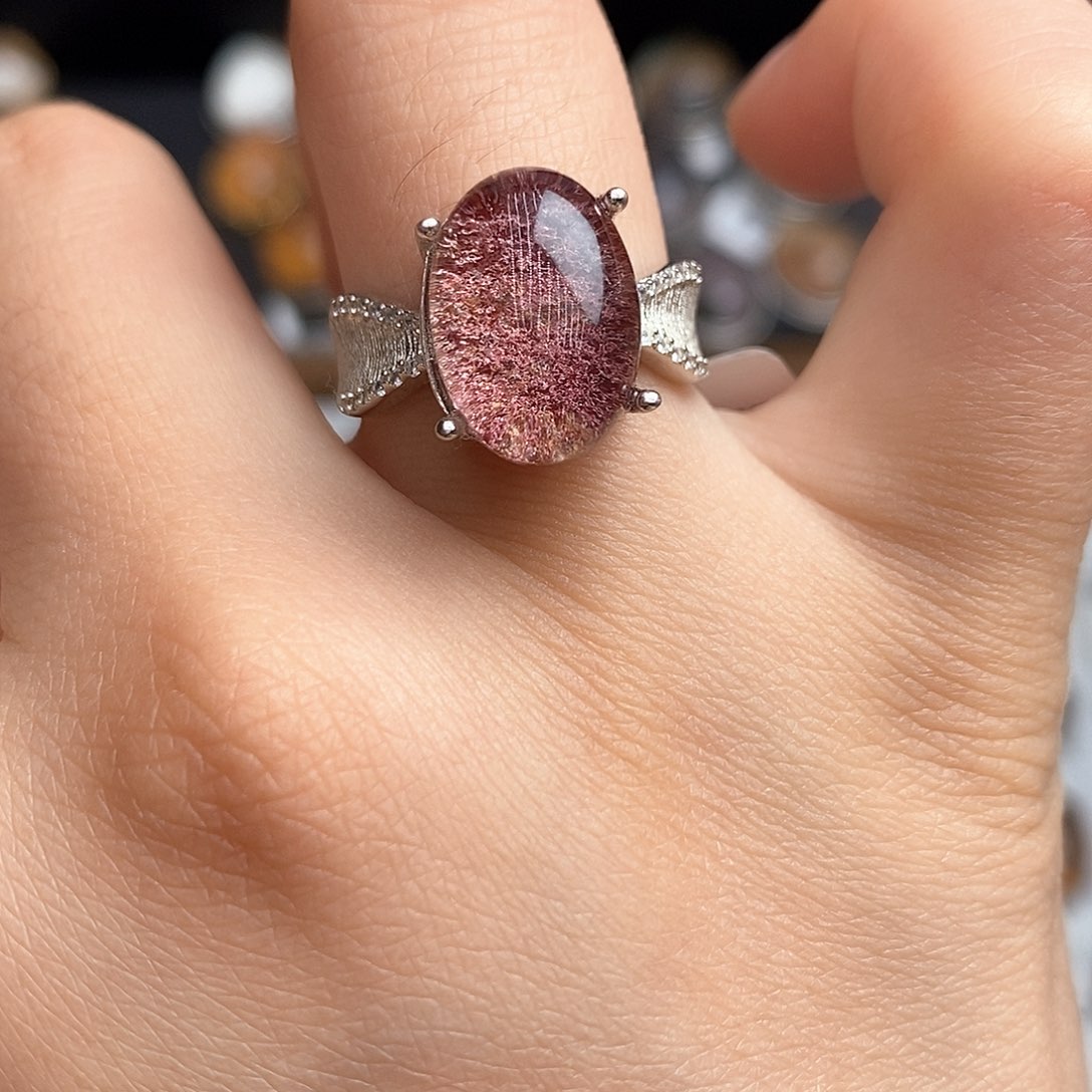 水晶戒指银S925镶嵌1111