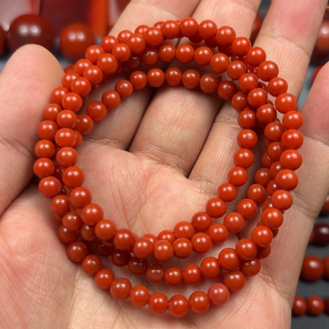 南红玛瑙珠宝奇石未镶嵌尺寸5+柿子锦红