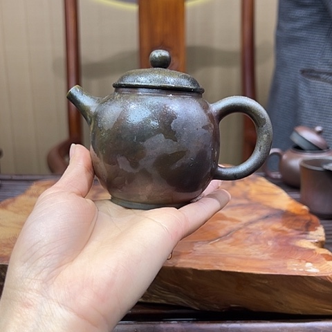 戬谷龙窑坭兴陶柴烧茶壶841