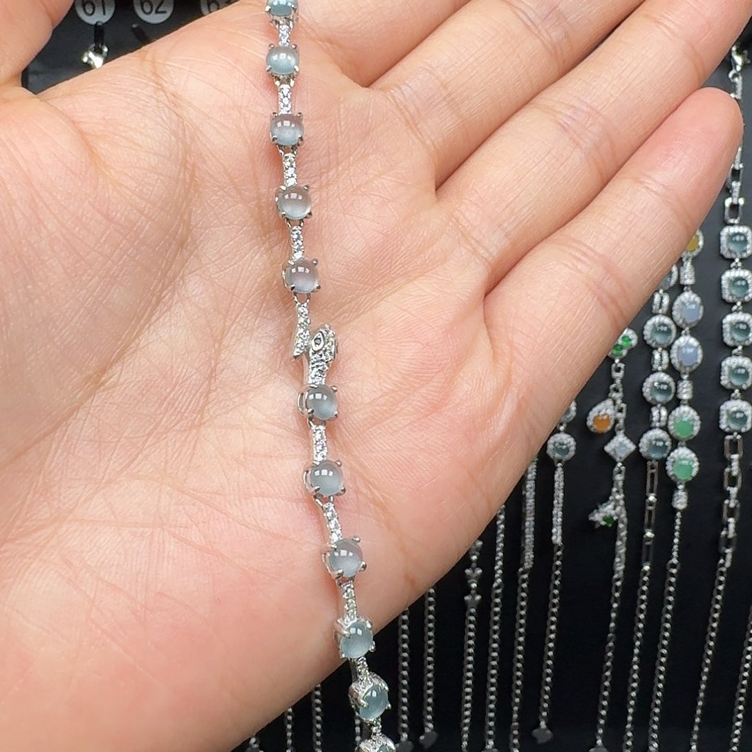 翡翠银S925镶嵌手链