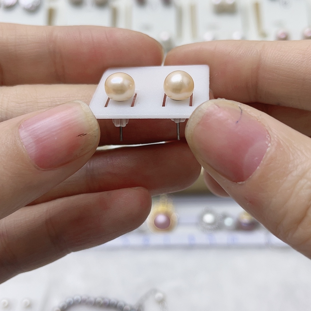 用***2耳饰银S925镶嵌淡水珍珠
