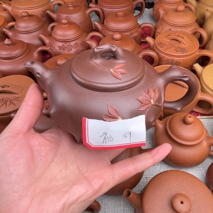 原矿紫泥三足梅桩精工半手300c c
