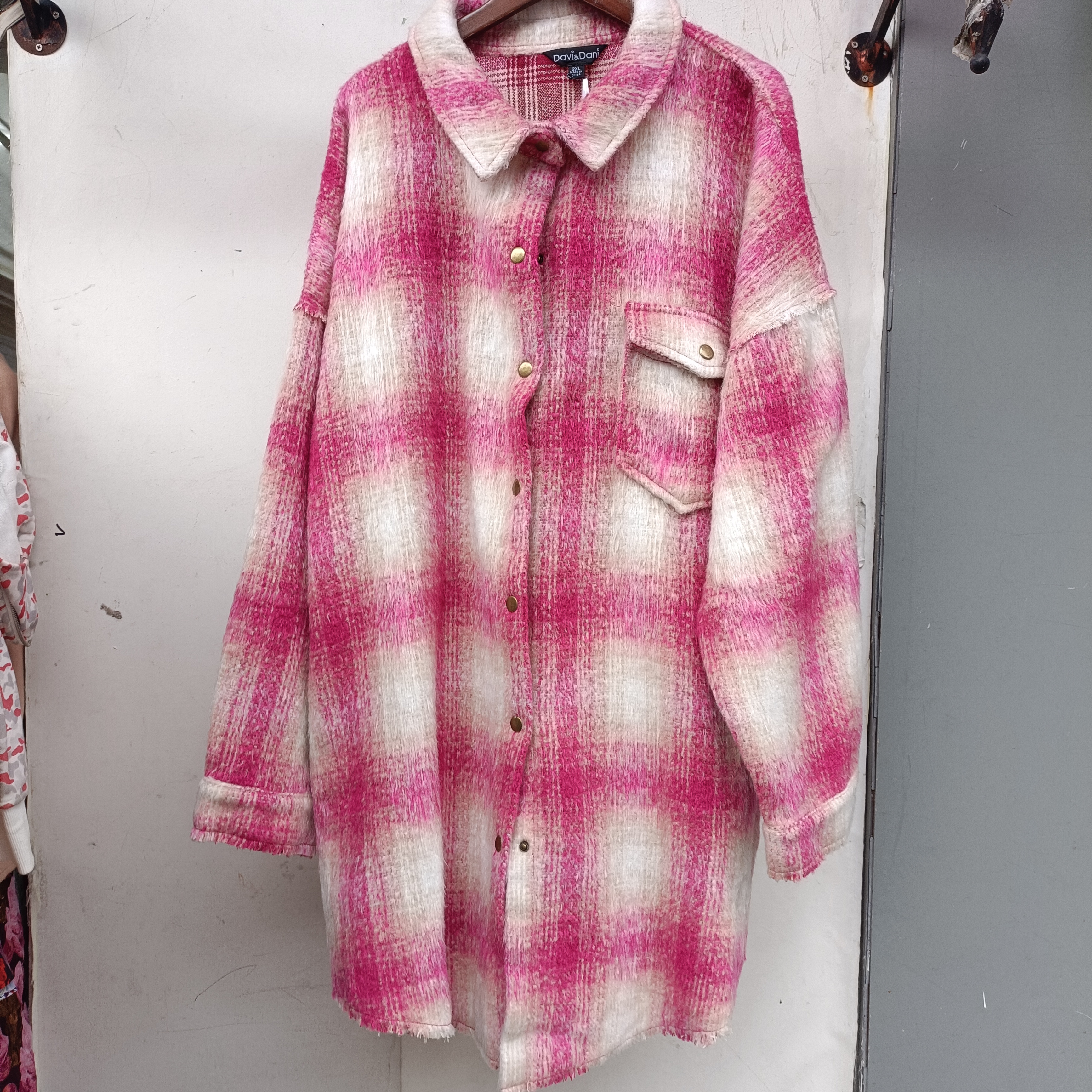 欧美格纹长袖毛呢外套站设计感女装秋季渲染外套