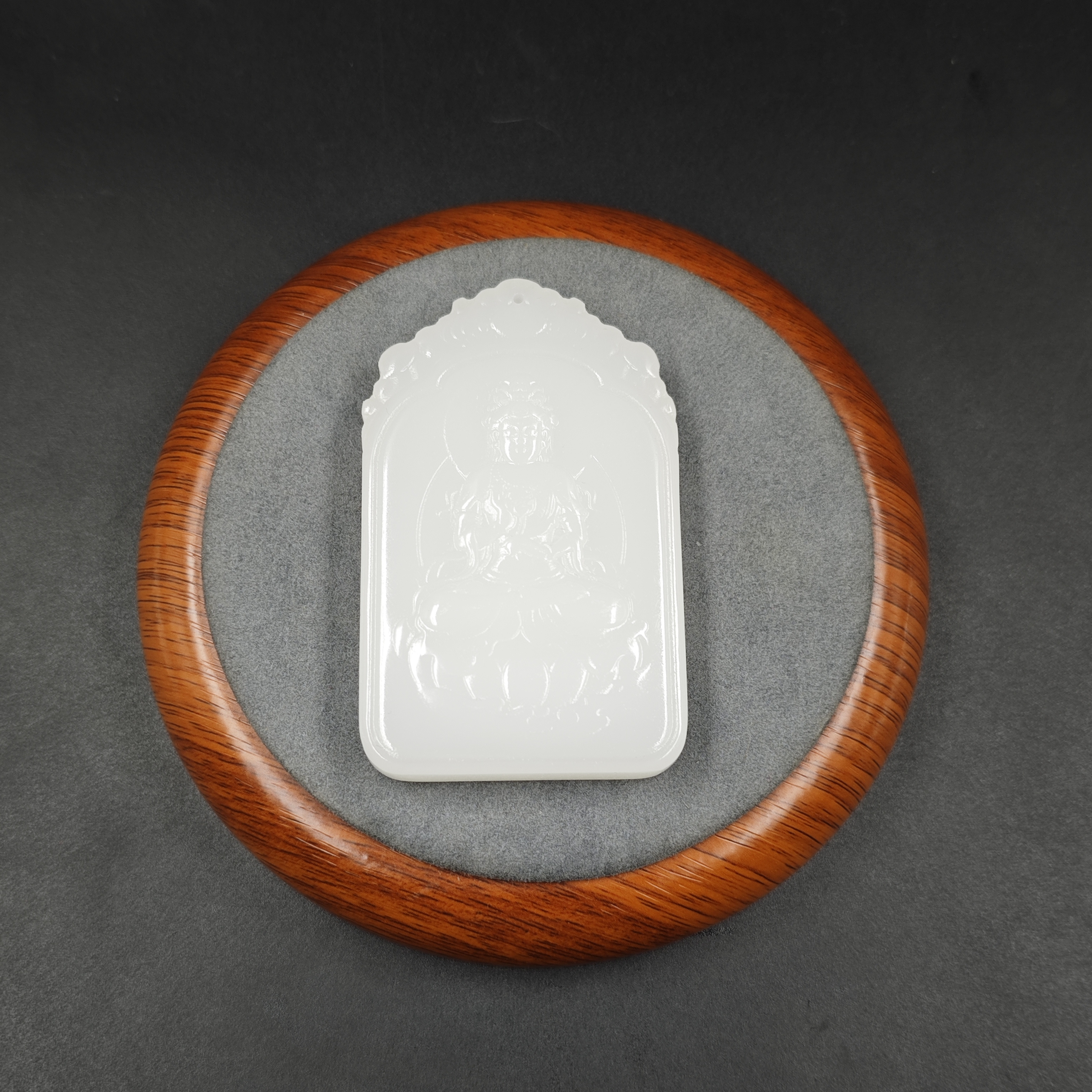 坐莲观音双面雕刻5×8  30099