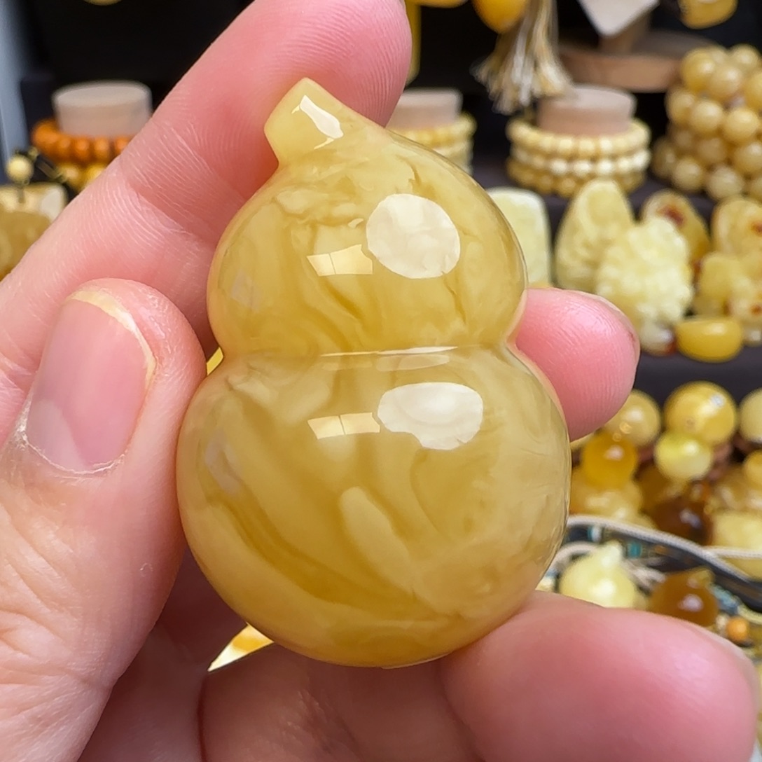 懒***阳琥珀未镶嵌吊坠(赠链)蜜蜡葫芦吊坠