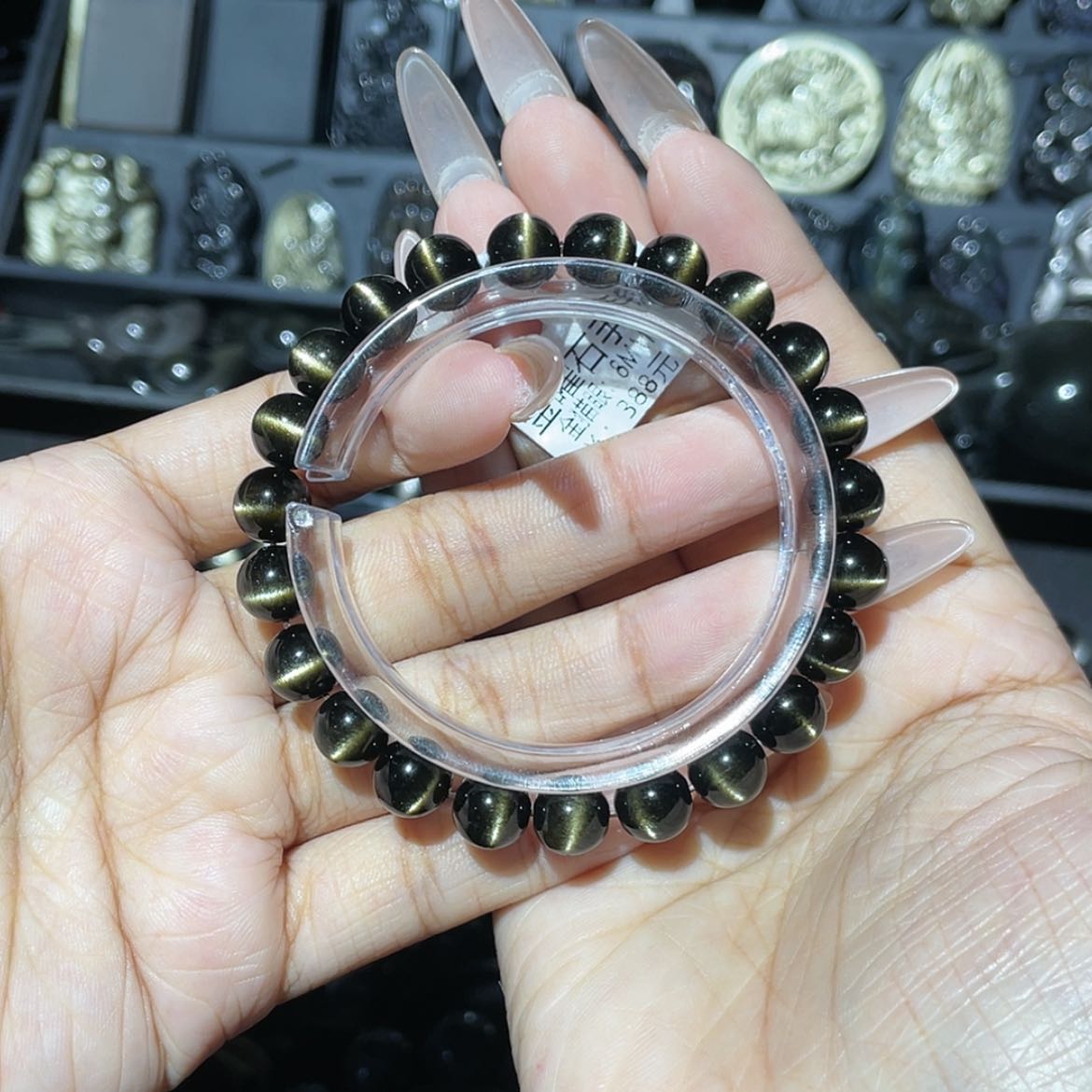 【闪购商品】未镶嵌黑曜岩手串圆