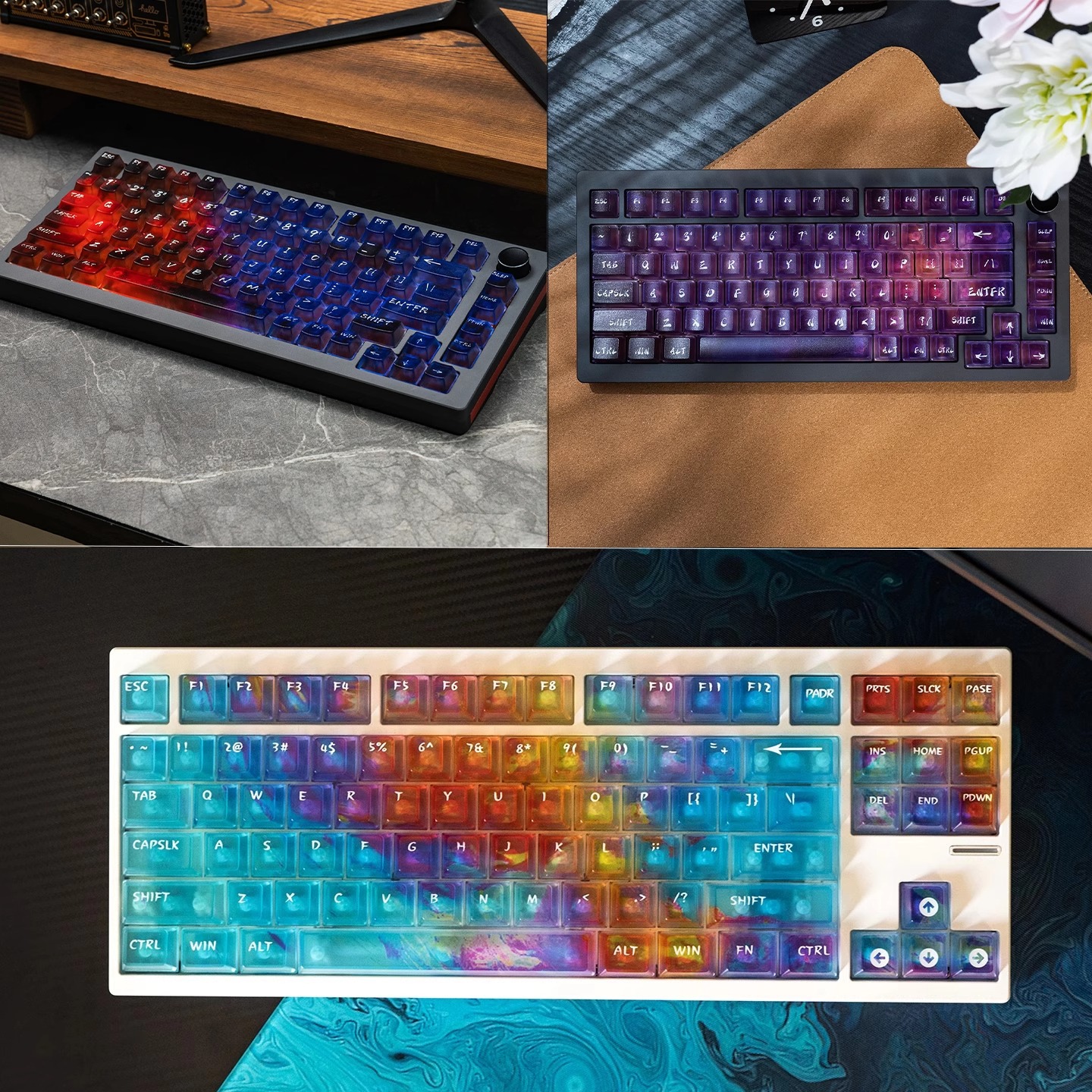 薄荷糖霓虹/恺宙/星燧渐变晕染五面雾透机械键盘键帽ai3d移印原厂