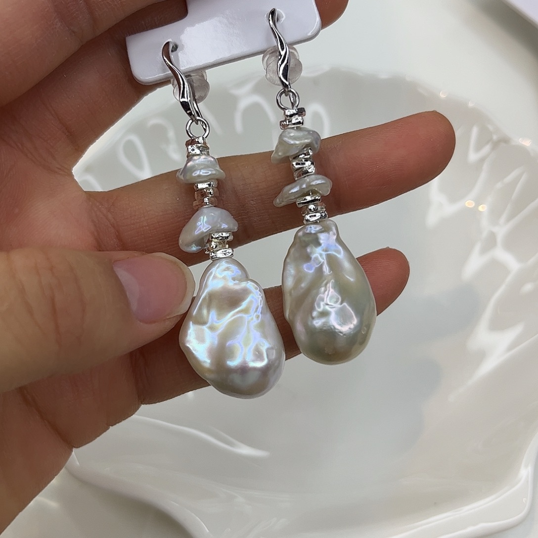 合金淡水珍珠耳饰
