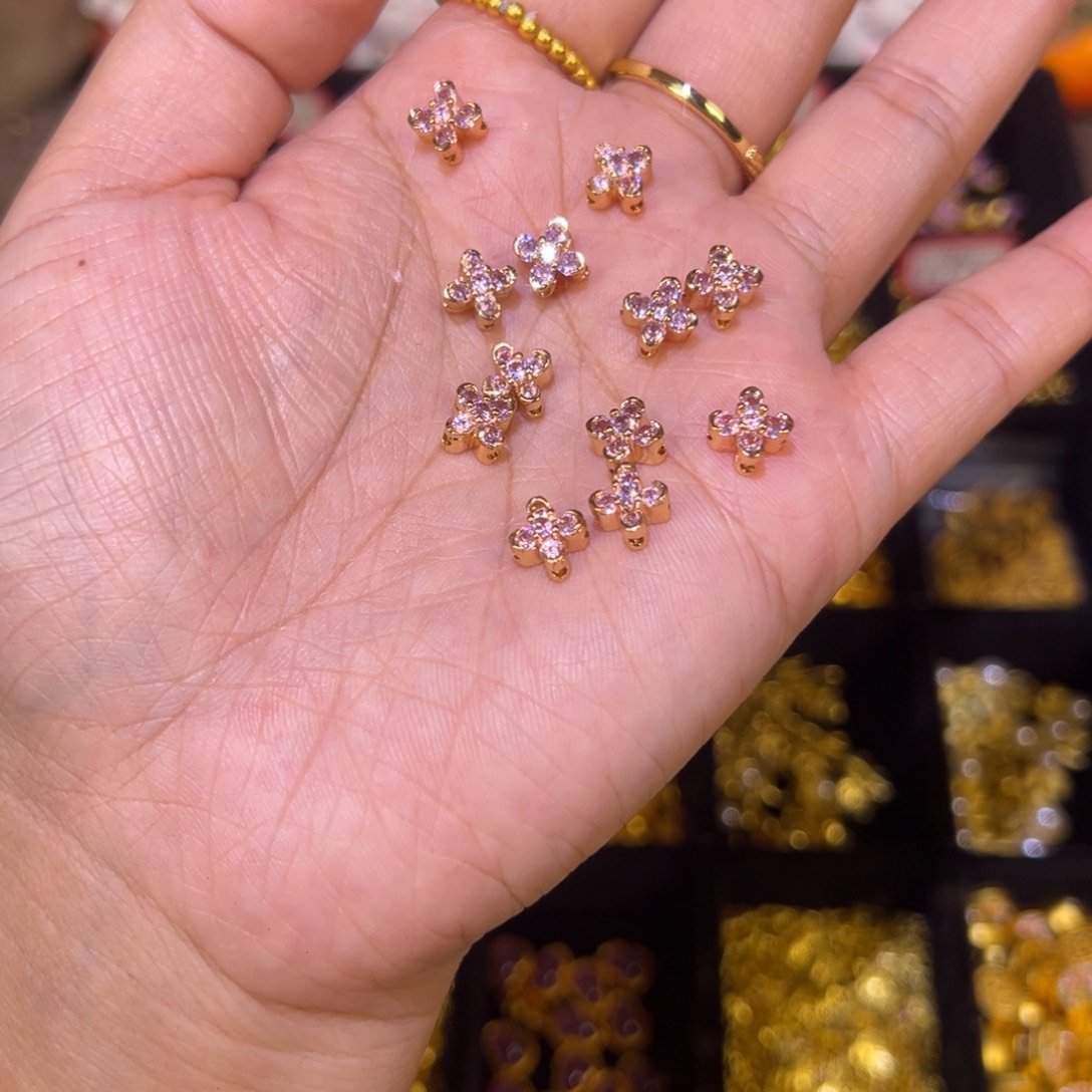 合金粉色桂花带稿2颗