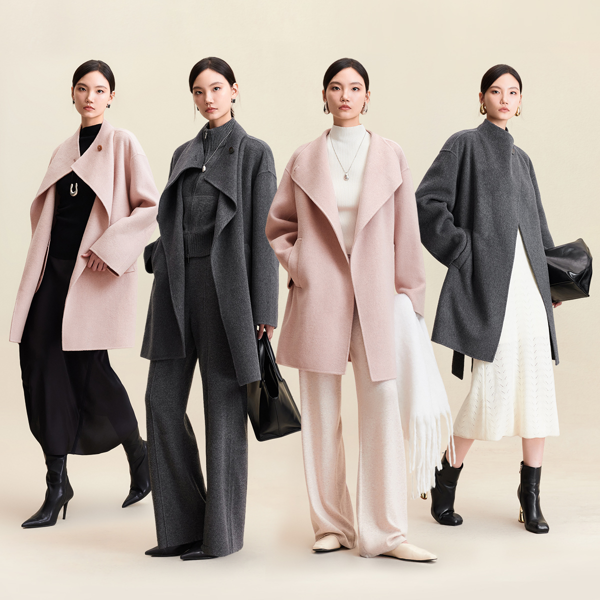 Vero Moda毛呢大衣2025秋冬新款含绵羊毛双面呢收腰外套32544T004