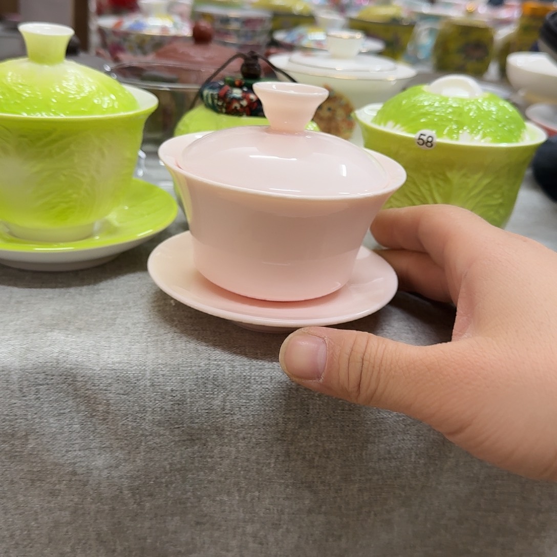 杯子陶粉泥微瑕一个盖碗微瑕