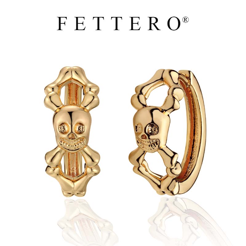 fettero 铜合金耳饰 【金色X骷髅耳环】气质百搭小众个性