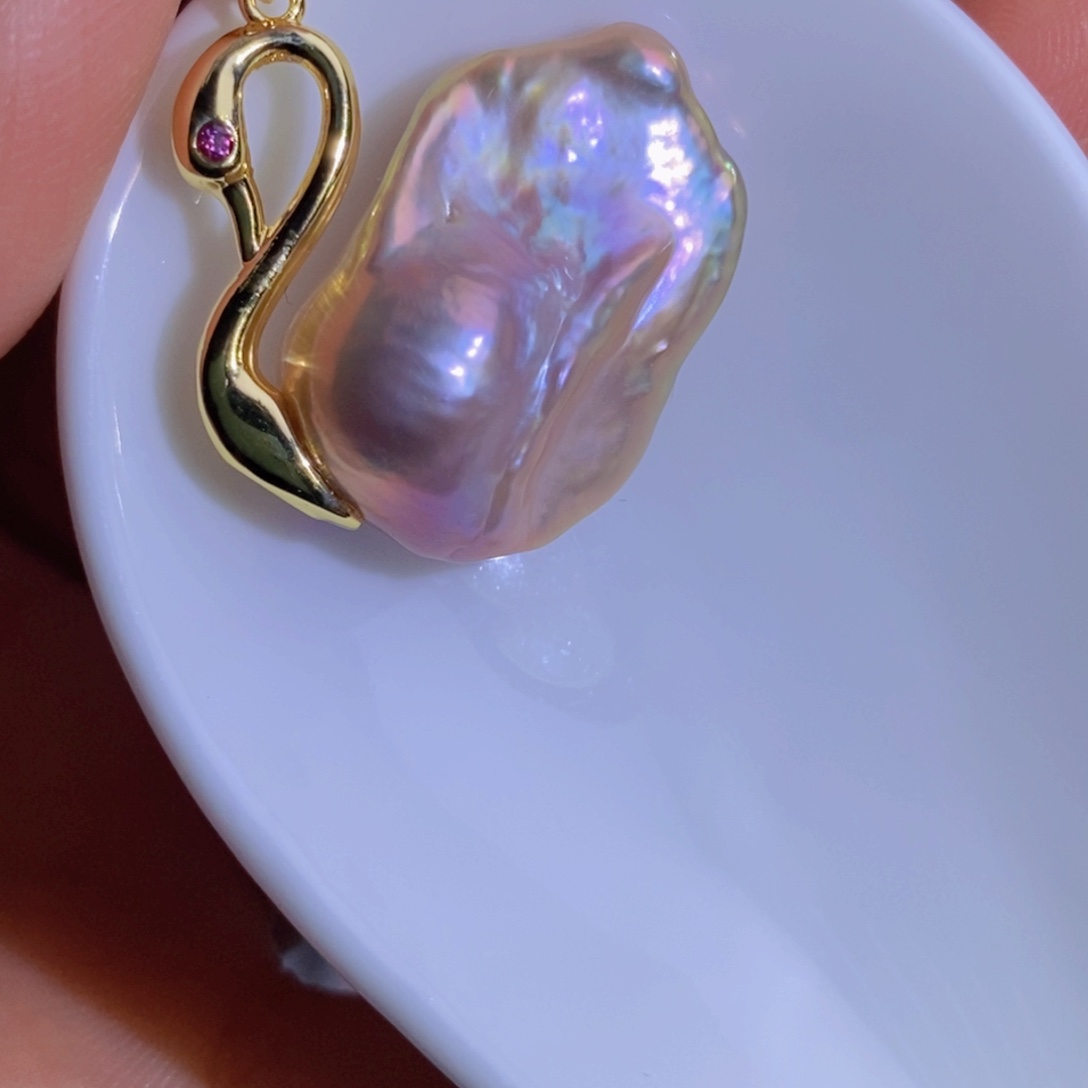 银S925镶嵌天然淡水珍珠淡水珍珠