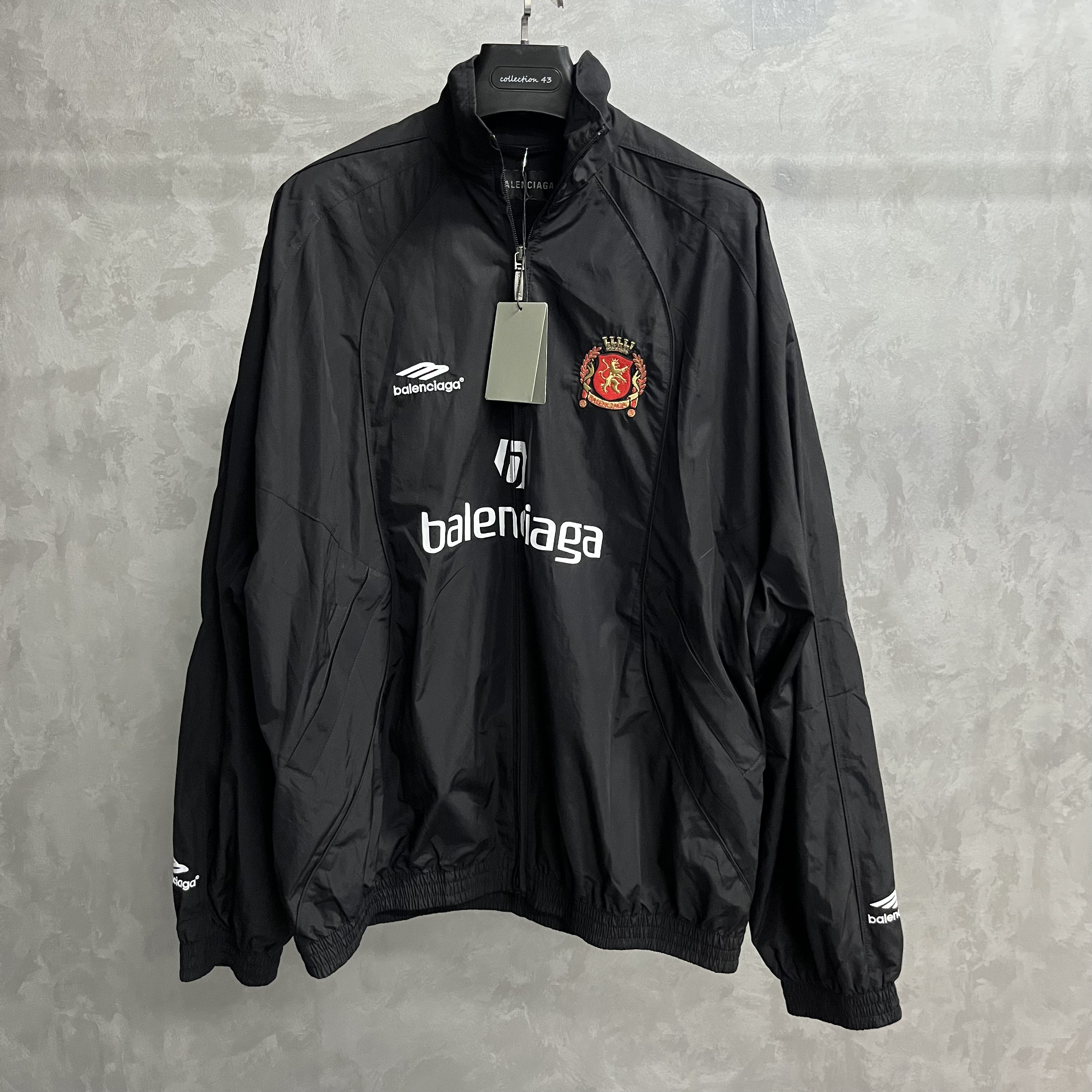 未使用 Balenciaga/巴黎世家 黑色字母拉链立领长袖夹克外套/46