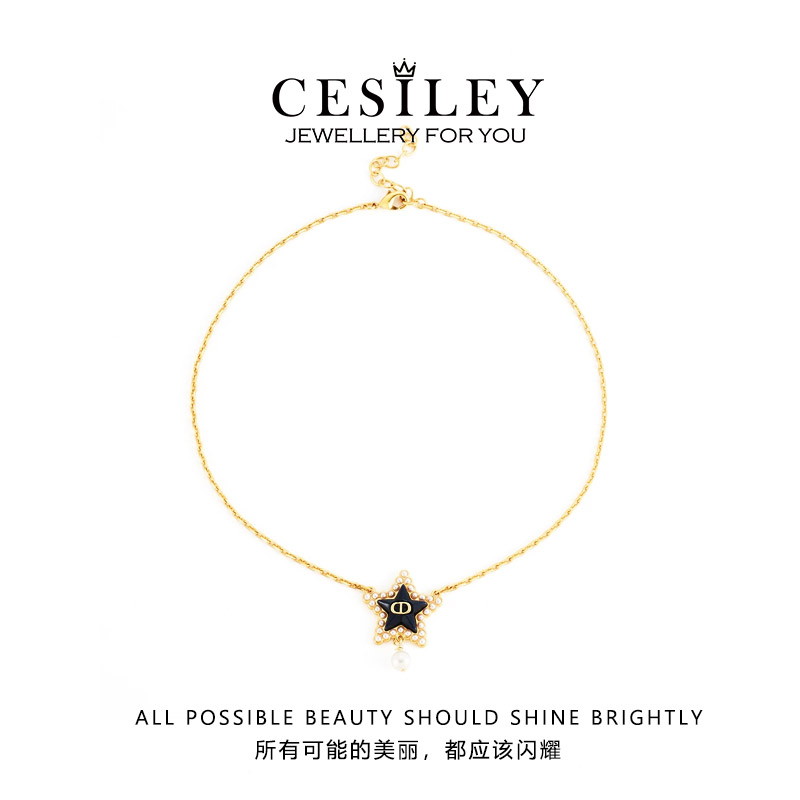 铜合金项链 2025年早春新款深海蓝星星项链DTB2010