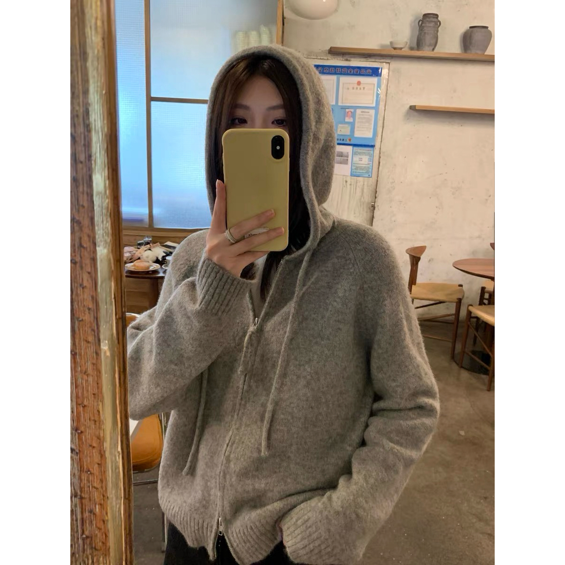 10064 衣长55 简约时尚连帽外套上衣