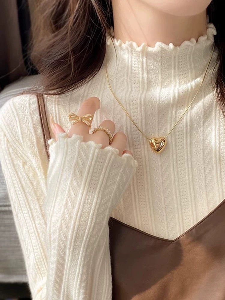 【超越穿搭定制】秋冬时尚百搭新款打底针织衫半高领加厚套头女