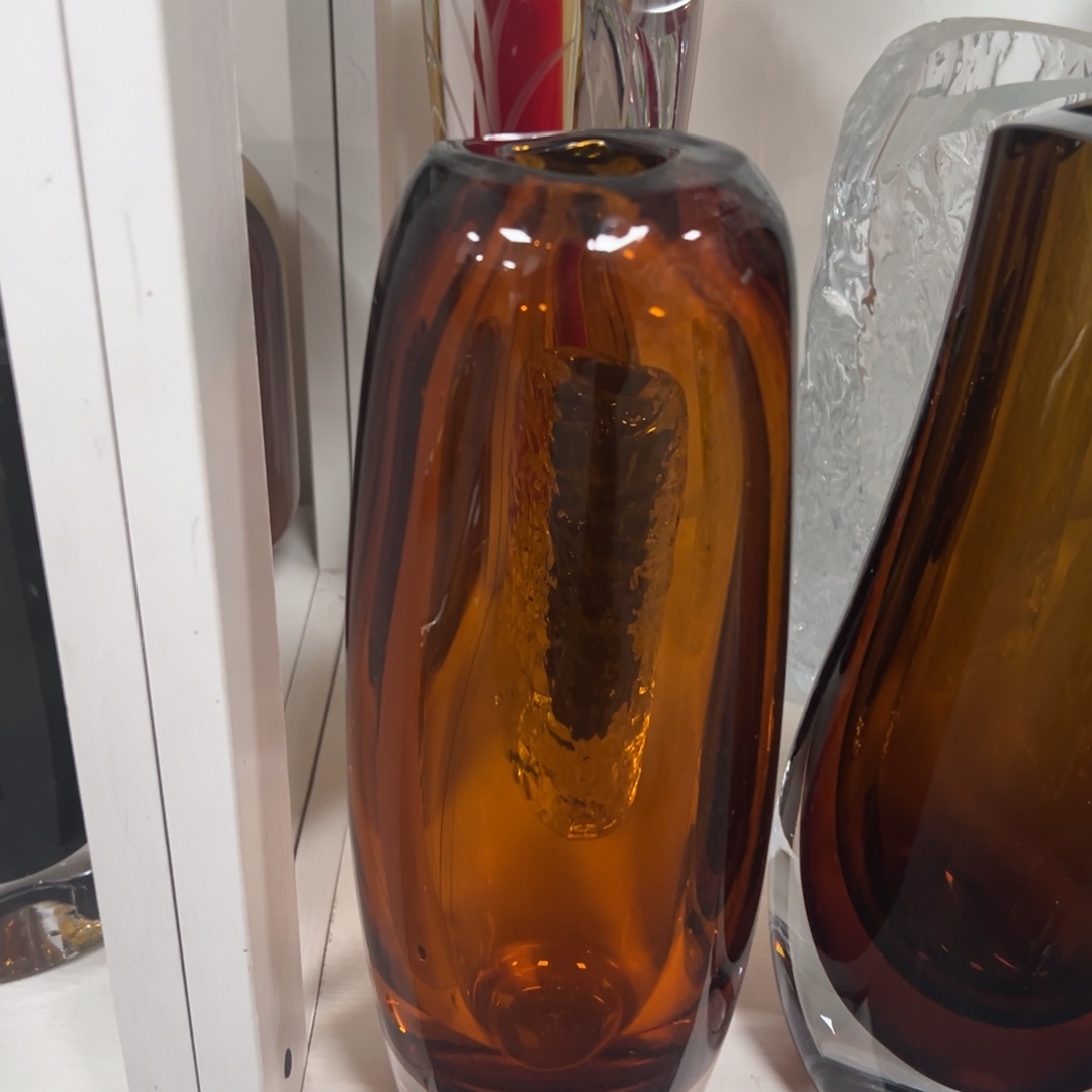 深焦糖色高款厚壁花瓶高度30微瑕