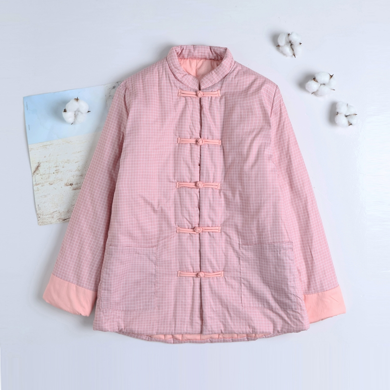中国风棉服唐装保暖棉衣格子女式棉袄女棉袄