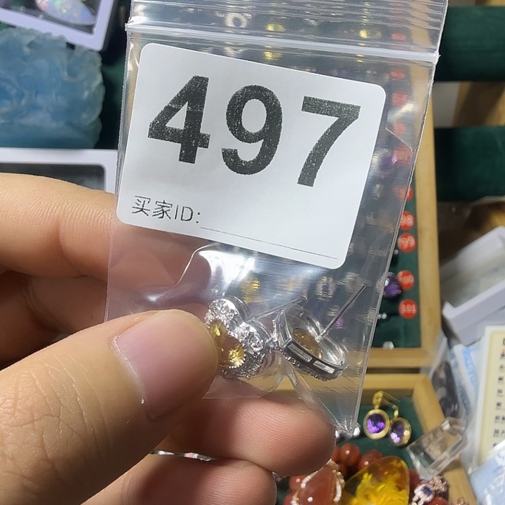 雨***诗黄晶银S925镶嵌耳饰