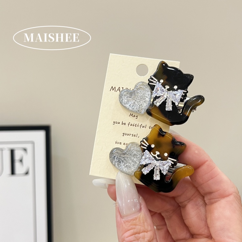 韩国新款高级感可爱猫咪蝴蝶结侧边夹女后脑勺盘发刘海夹Z0376