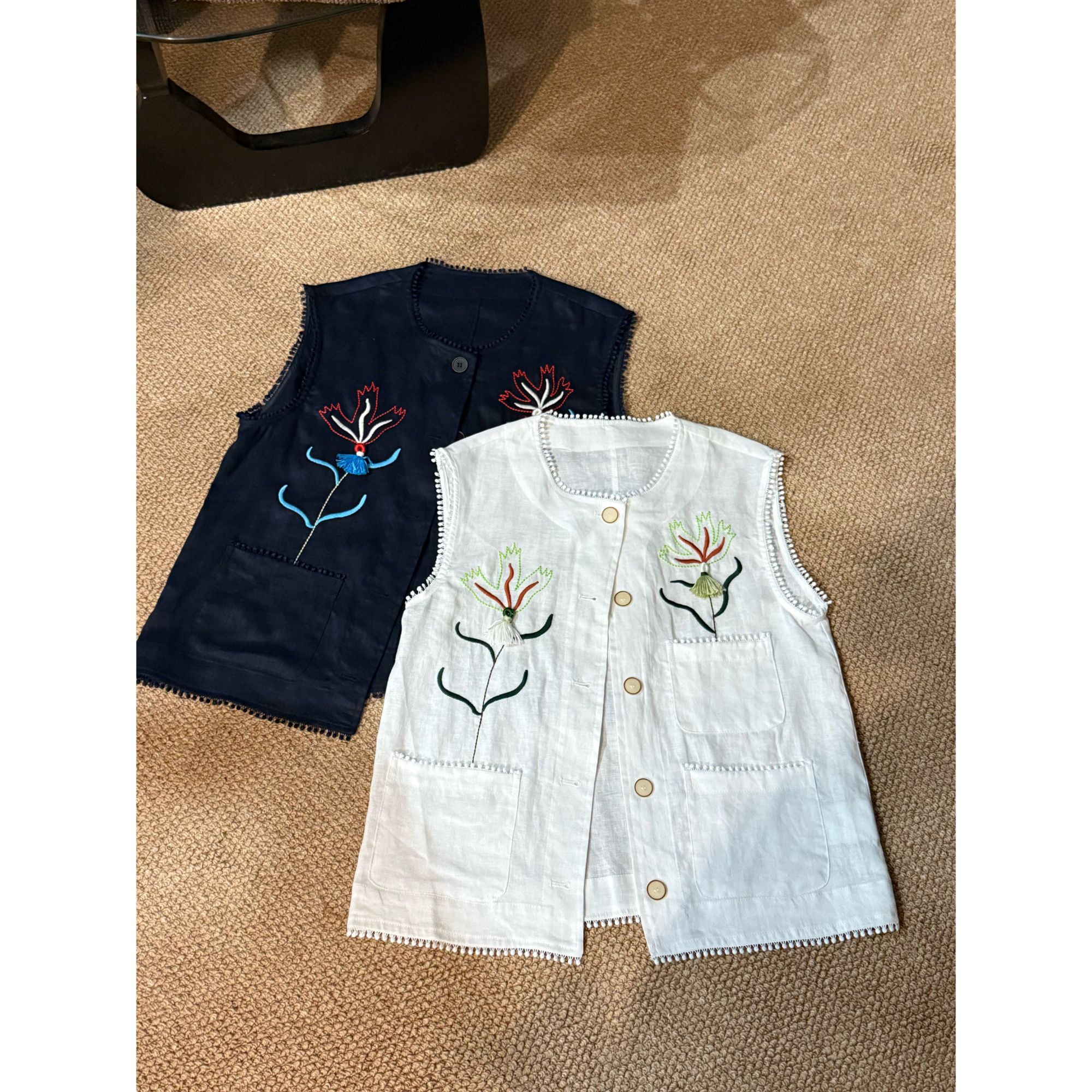 2025夏款新品【设计感100%亚麻  小众重工刺绣马甲】