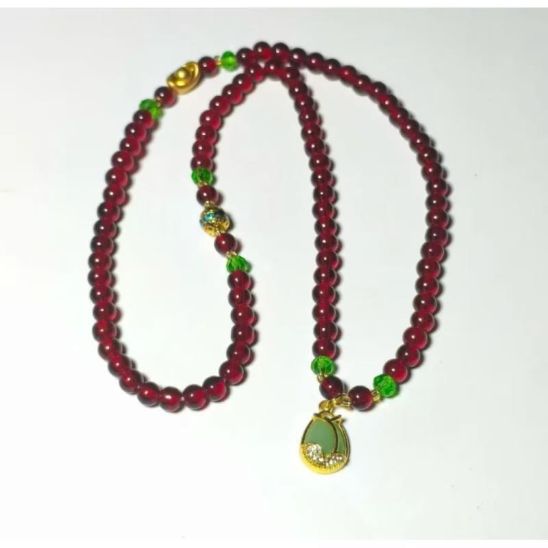 228 石榴石多圈精品手串wm（无礼盒）