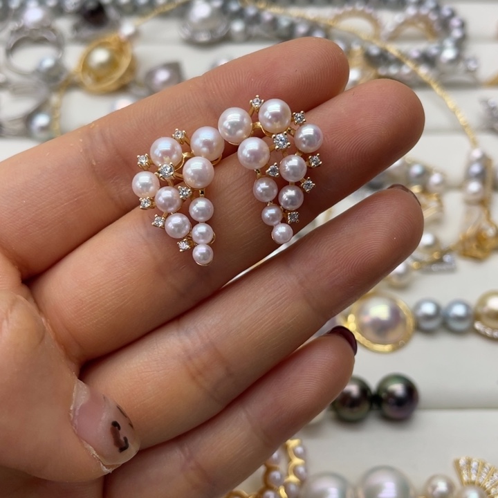 海水珍珠耳饰银S925镶嵌