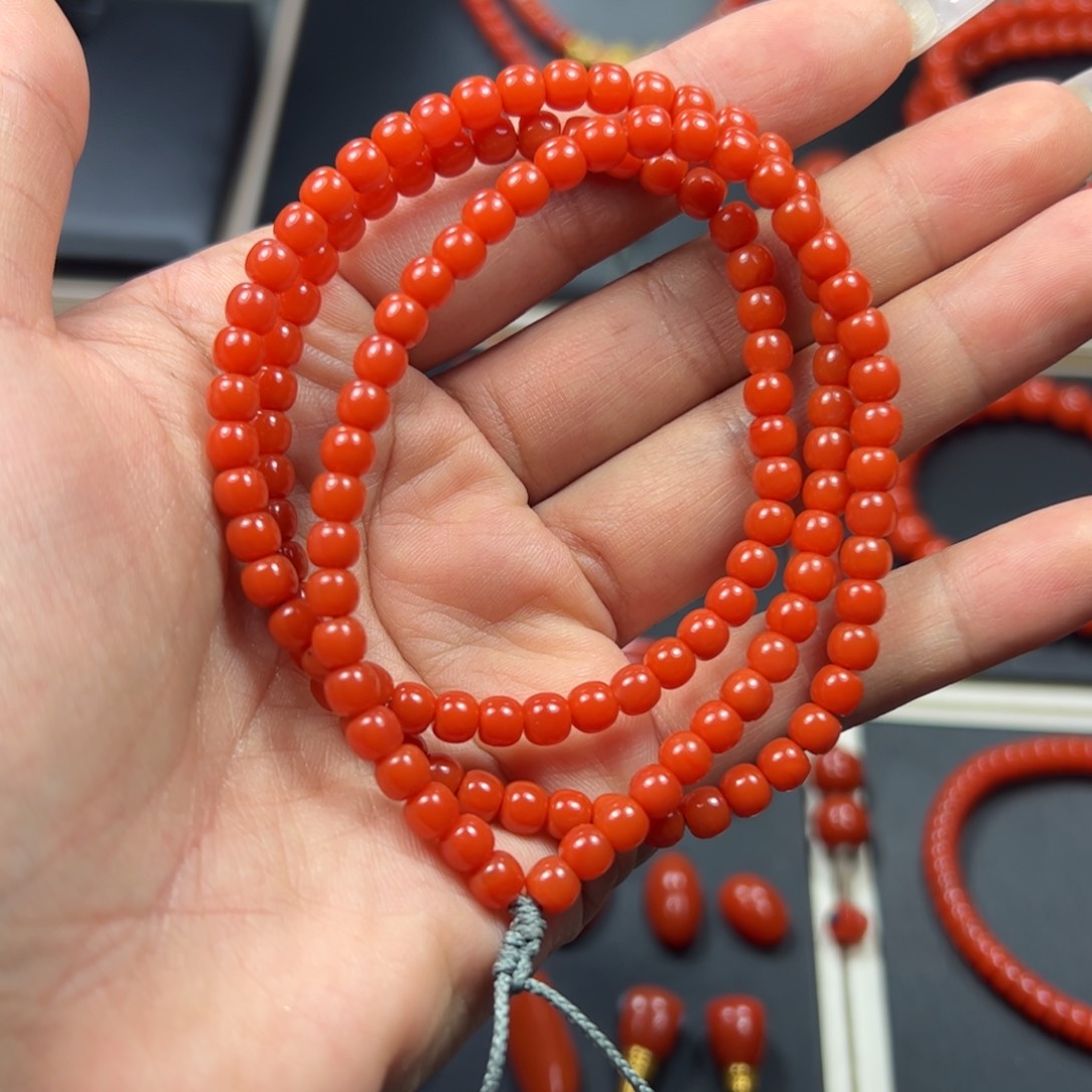 南红玛瑙西山杨柳冷水河小米链未镶嵌菠*饭