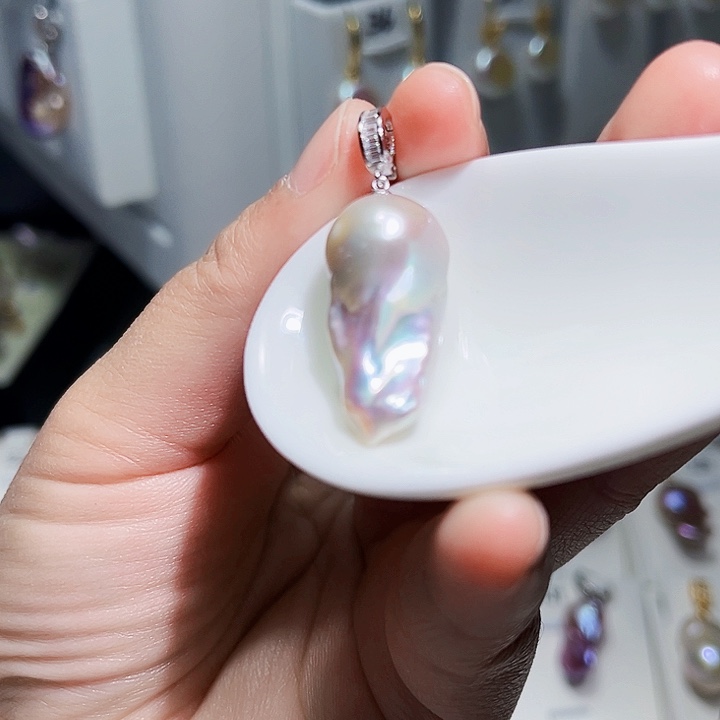 淡水珍珠吊坠(不含链)银S925镶嵌