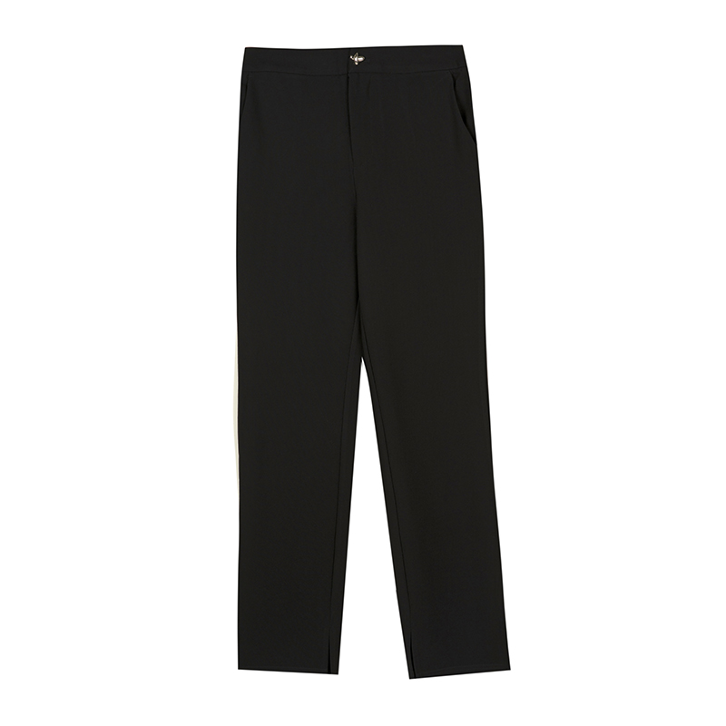 Lagogo/拉谷谷开叉喇叭裤西装裤夏季女装轻奢气质微喇百搭优雅风