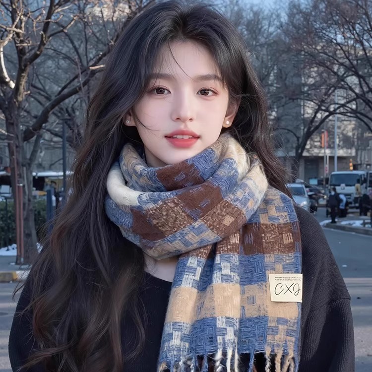 【MODENGCHIMA】高品质圈圈仿羊绒纱冬季围巾加厚帽子2025款网红款