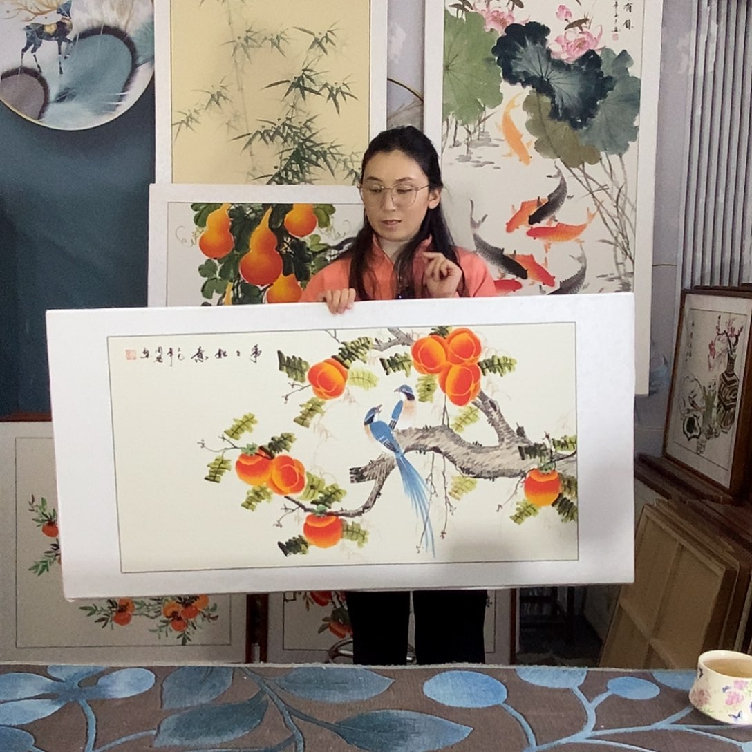 国画手写手绘带框包邮国画作品62✖️122