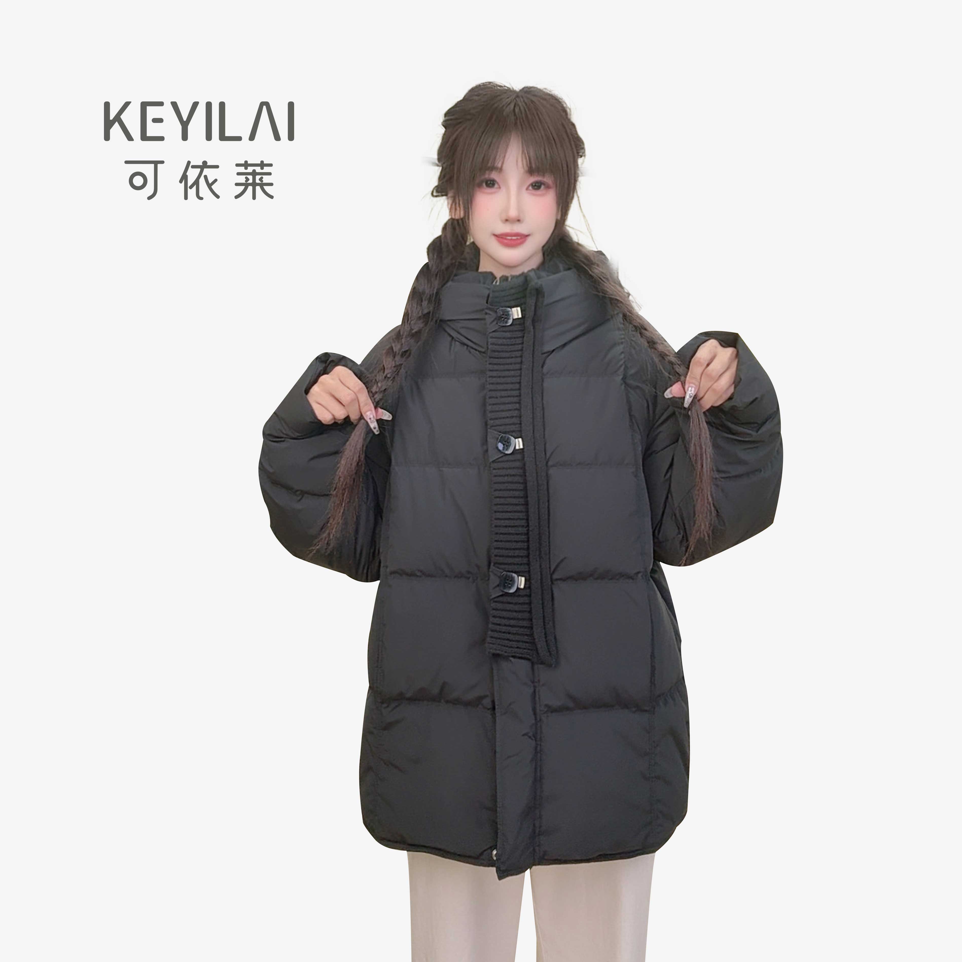 可依莱拼接加厚韩系中长款羽绒服DY5D1C0595