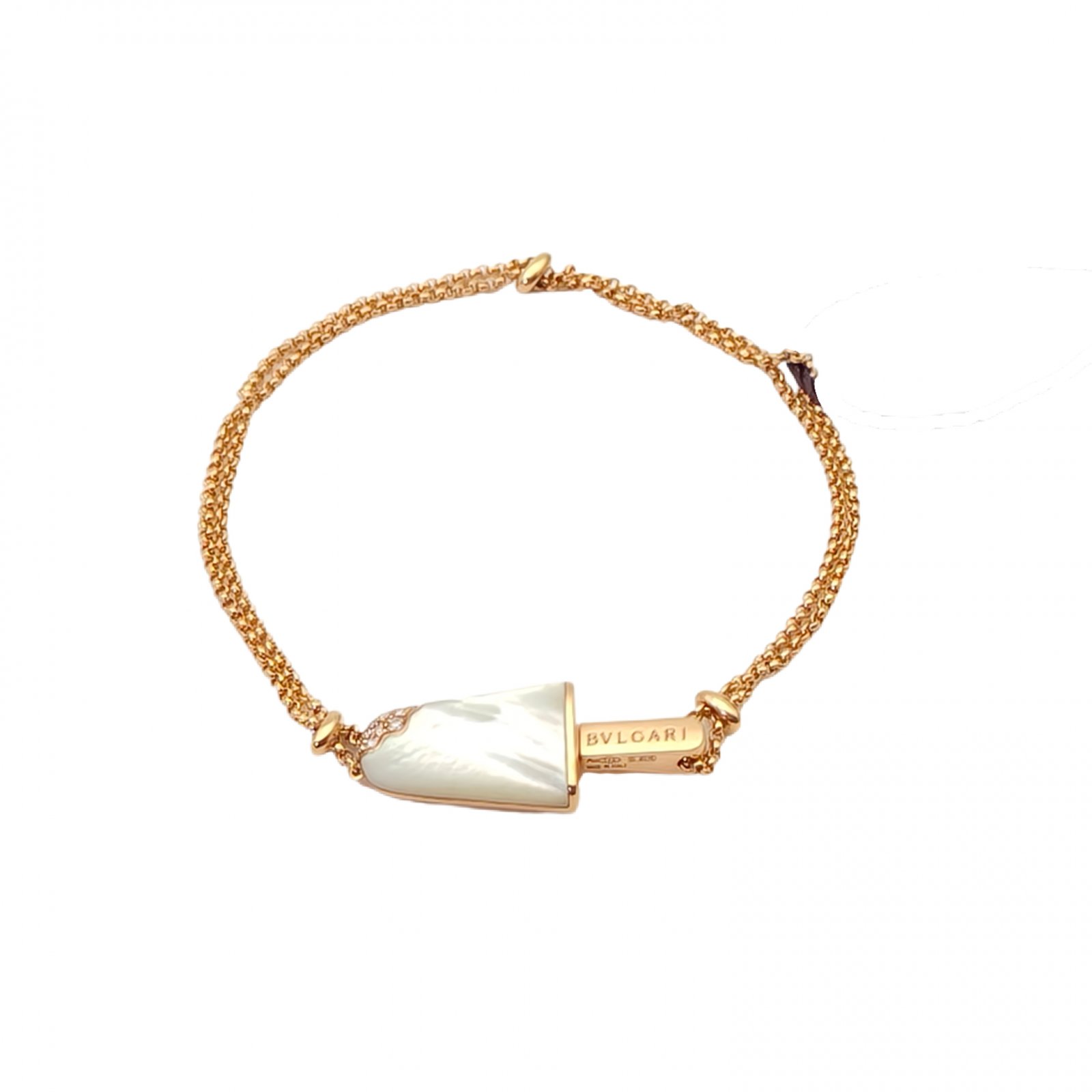 95新 BVLGARI/宝格丽 花花 冰淇淋 手链 18K玫瑰金/钻石/白贝母 