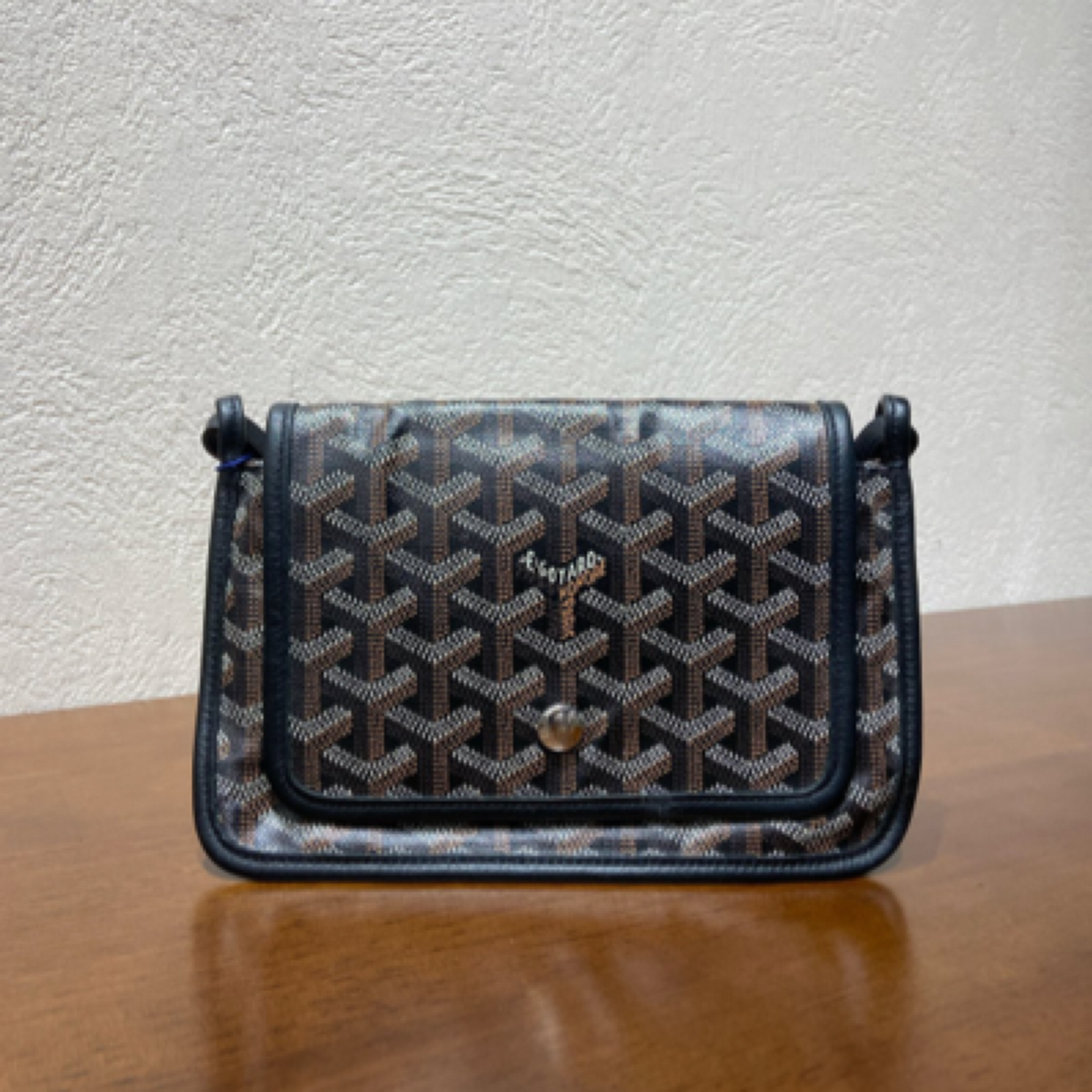 99新 Gaoy/戈雅 黑色老花plumet信封包女款百搭斜挎包