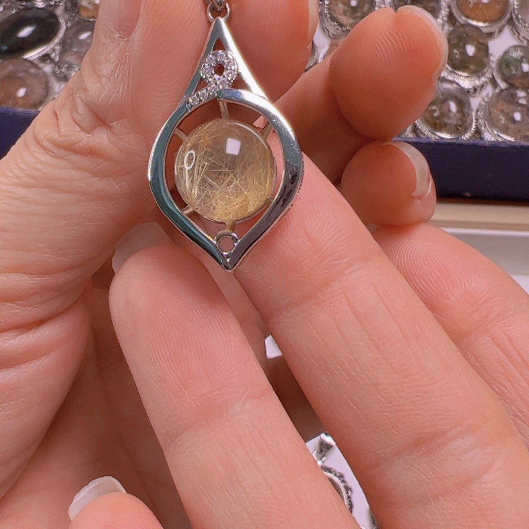 水晶手链银S800镀金镶嵌