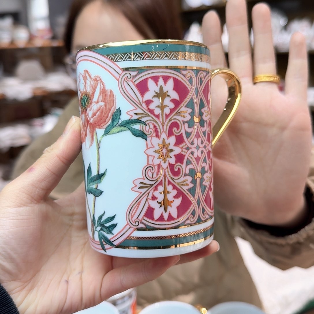 瓷鹅黄原单马克杯一个400ml微瑕