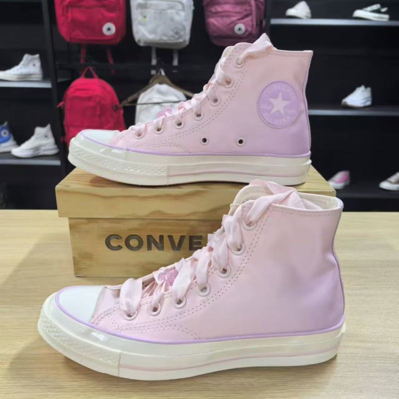 CONVERSE匡威1970S新款男女情侣渐变樱花粉高帮丝带帆布鞋A09109C