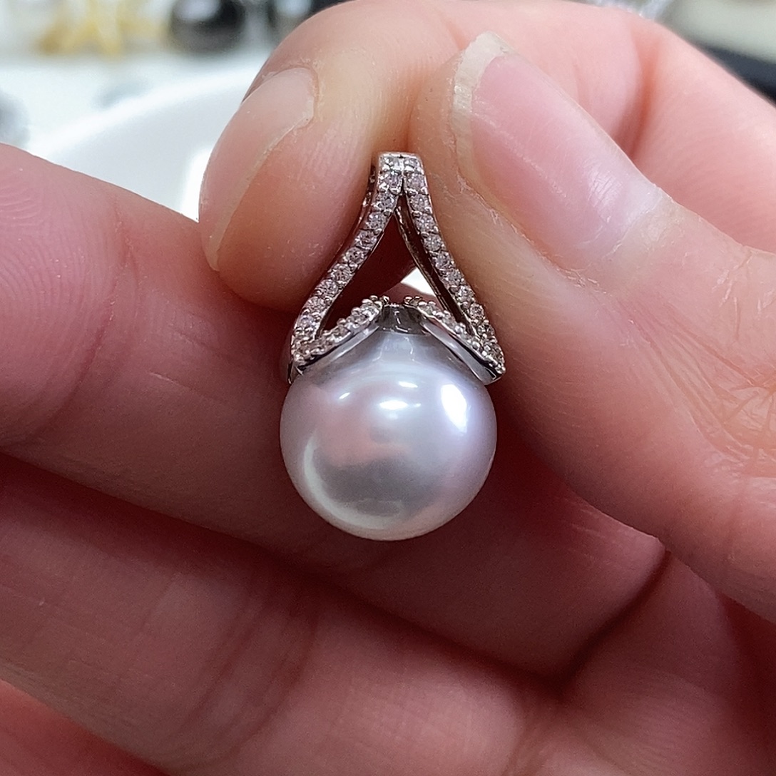 海水珍珠吊坠(不含链)银S925镶嵌