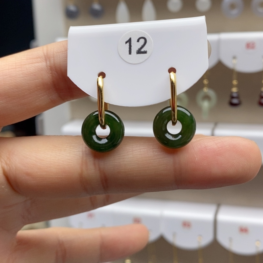 银S925镶嵌和田玉耳饰