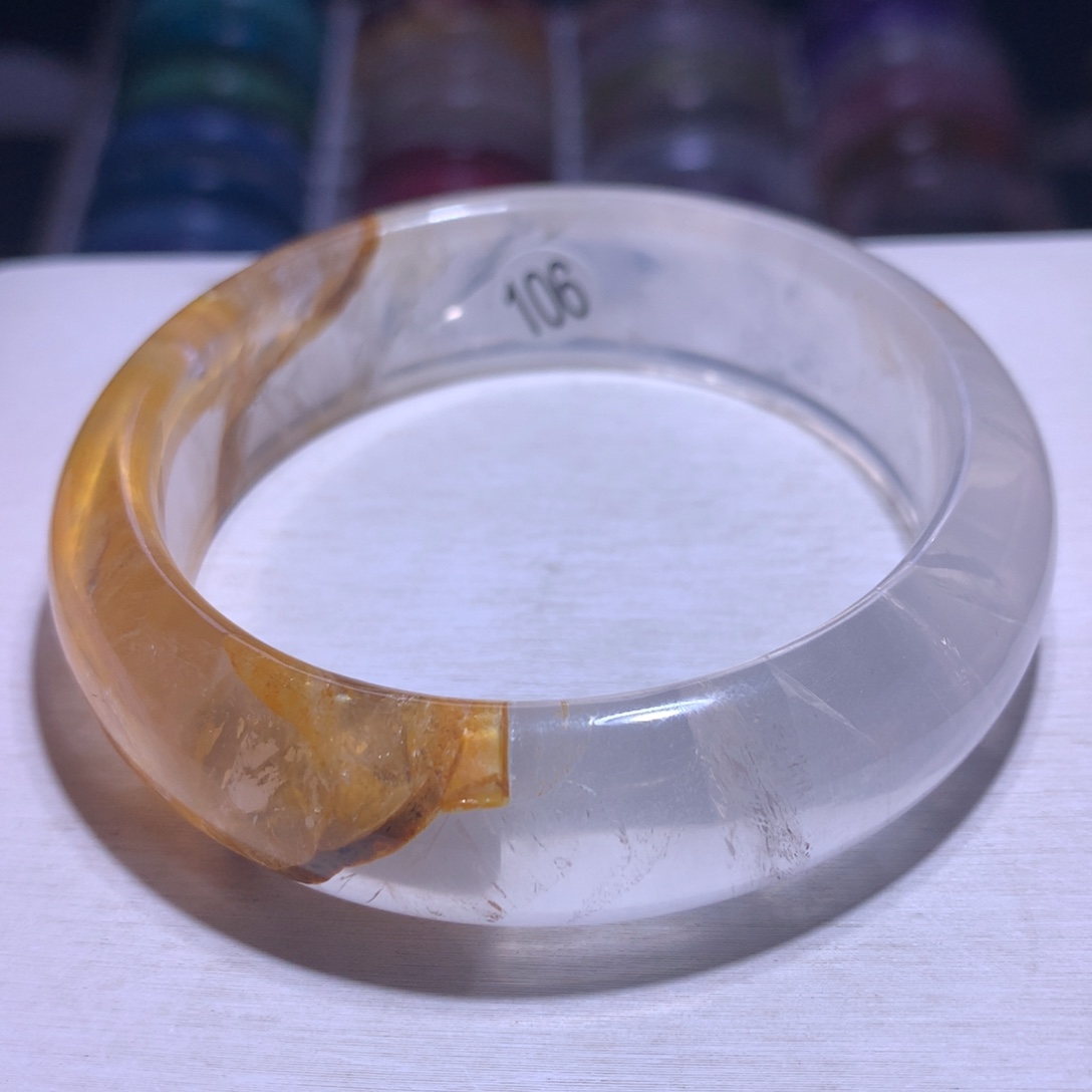 银S925镶嵌水晶手镯黄胶花58圈106