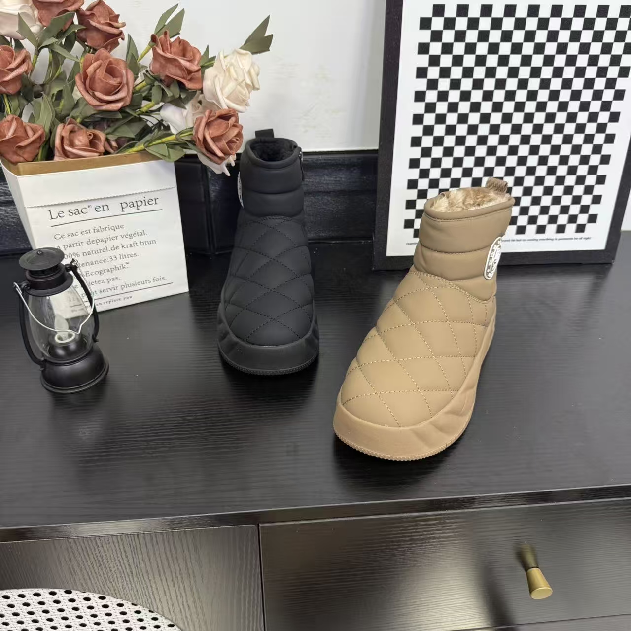 秋冬新款时尚休闲女鞋平底保暖棉鞋防滑雪地靴加绒冷粘004