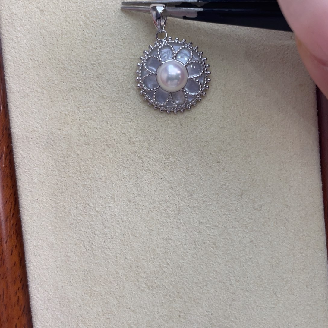 海水珍珠银S925镶嵌吊坠(不含链)