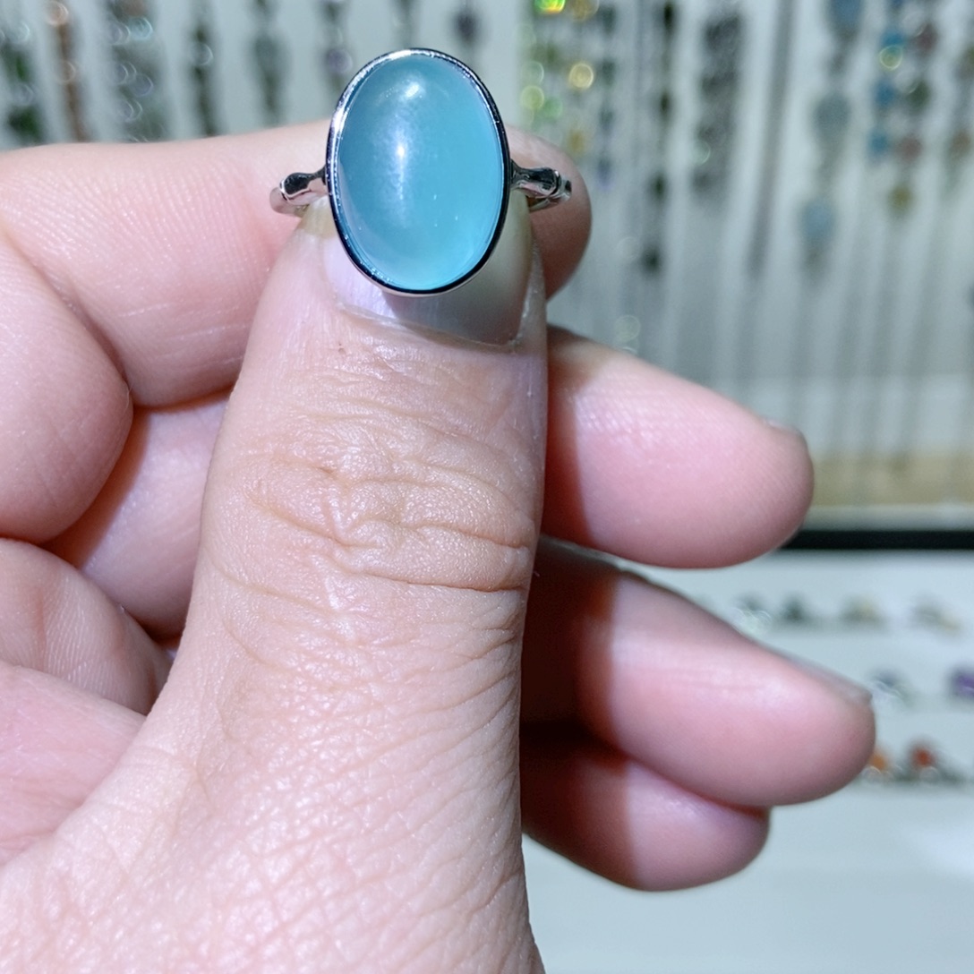 绿水晶戒指银S925镶嵌