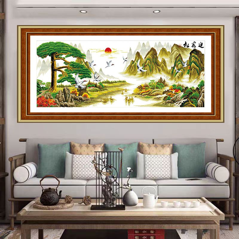 古风十字绣江山如画中格三股线绣151*57送工具包纯手工人工自己绣