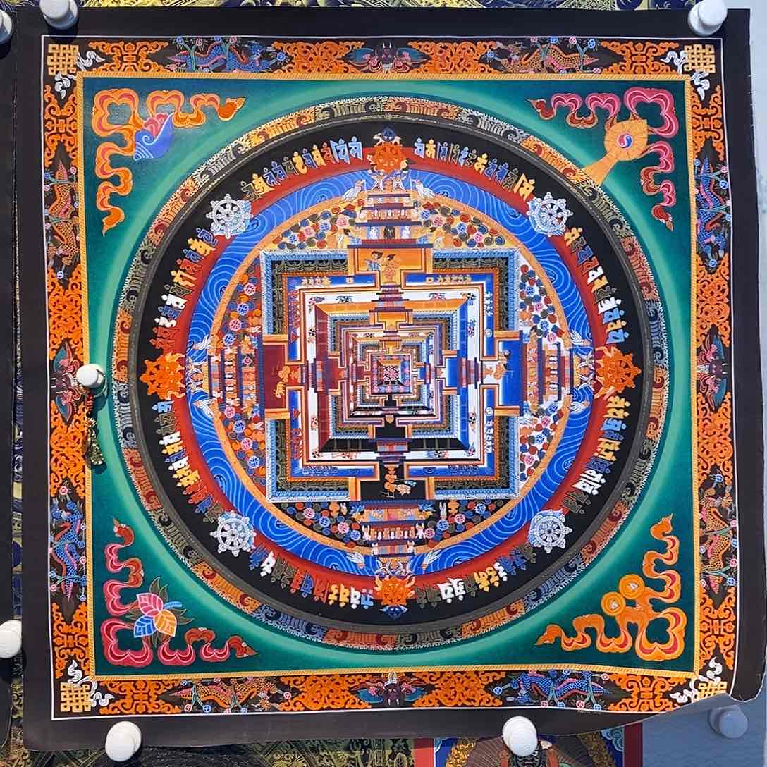 卷轴画郭**姜纯手绘坛城唐卡70厘米左右