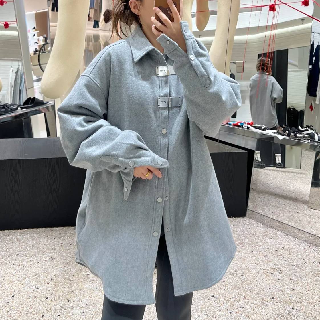 AKTK毛呢廓形衬衫棉服AKTK042F116