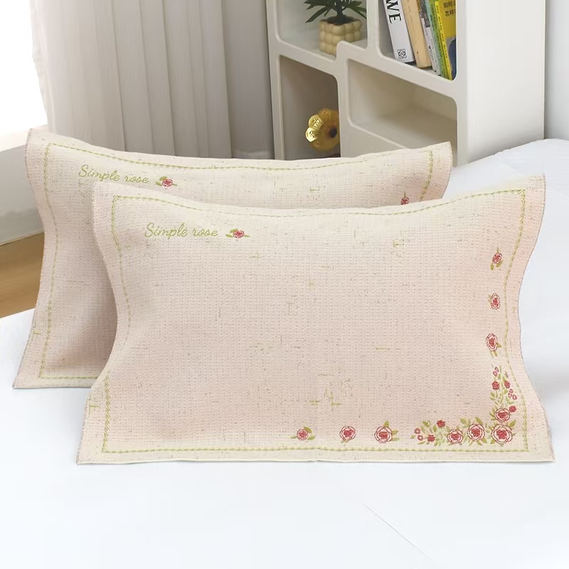 M【玫瑰笺-红】52*78一对装轻奢高端精梳罗布麻枕巾